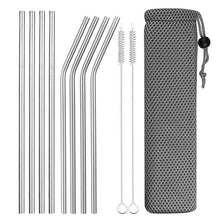 Load image into Gallery viewer, Reusable Metal Drinking Straws 4/8Pcs 304 Stainless Steel Sturdy Bent Straight Drinks Straw
