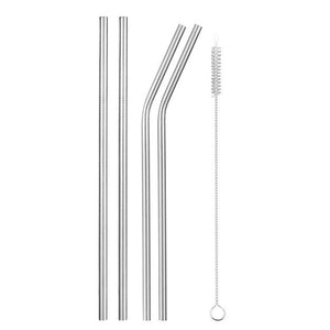 Reusable Metal Drinking Straws 4/8Pcs 304 Stainless Steel Sturdy Bent Straight Drinks Straw