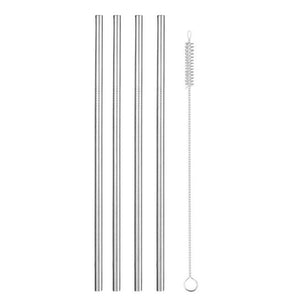 Reusable Metal Drinking Straws 4/8Pcs 304 Stainless Steel Sturdy Bent Straight Drinks Straw