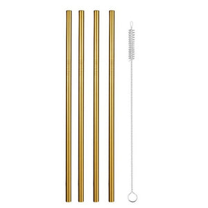 Reusable Metal Drinking Straws 4/8Pcs 304 Stainless Steel Sturdy Bent Straight Drinks Straw