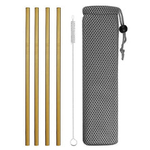 Load image into Gallery viewer, Reusable Metal Drinking Straws 4/8Pcs 304 Stainless Steel Sturdy Bent Straight Drinks Straw