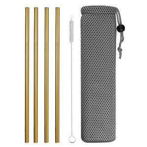 Reusable Metal Drinking Straws 4/8Pcs 304 Stainless Steel Sturdy Bent Straight Drinks Straw