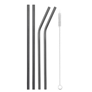 Reusable Metal Drinking Straws 4/8Pcs 304 Stainless Steel Sturdy Bent Straight Drinks Straw