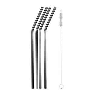 Reusable Metal Drinking Straws 4/8Pcs 304 Stainless Steel Sturdy Bent Straight Drinks Straw