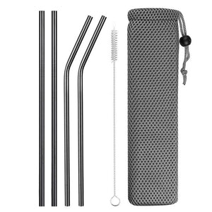 Reusable Metal Drinking Straws 4/8Pcs 304 Stainless Steel Sturdy Bent Straight Drinks Straw