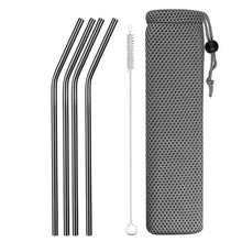 Load image into Gallery viewer, Reusable Metal Drinking Straws 4/8Pcs 304 Stainless Steel Sturdy Bent Straight Drinks Straw