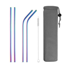 Load image into Gallery viewer, Reusable Metal Drinking Straws 4/8Pcs 304 Stainless Steel Sturdy Bent Straight Drinks Straw