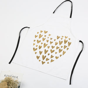 1Pcs Bronzing love Pattern Cotton Apron Adult Bibs Home Cooking Baking Coffee Shop Cleaning Aprons Kitchen Accessories 46137