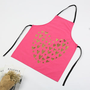 1Pcs Bronzing love Pattern Cotton Apron Adult Bibs Home Cooking Baking Coffee Shop Cleaning Aprons Kitchen Accessories 46137