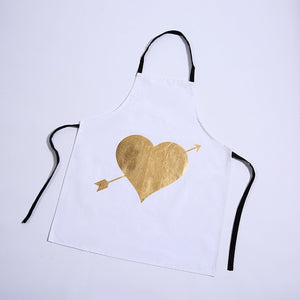 1Pcs Bronzing love Pattern Cotton Apron Adult Bibs Home Cooking Baking Coffee Shop Cleaning Aprons Kitchen Accessories 46137