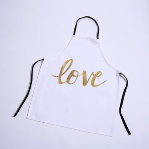 1Pcs Bronzing love Pattern Cotton Apron Adult Bibs Home Cooking Baking Coffee Shop Cleaning Aprons Kitchen Accessories 46137